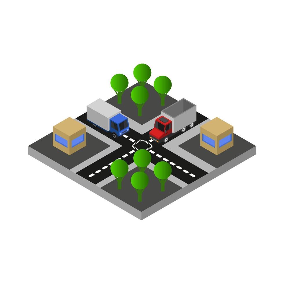 Isometric Road On White Background vector