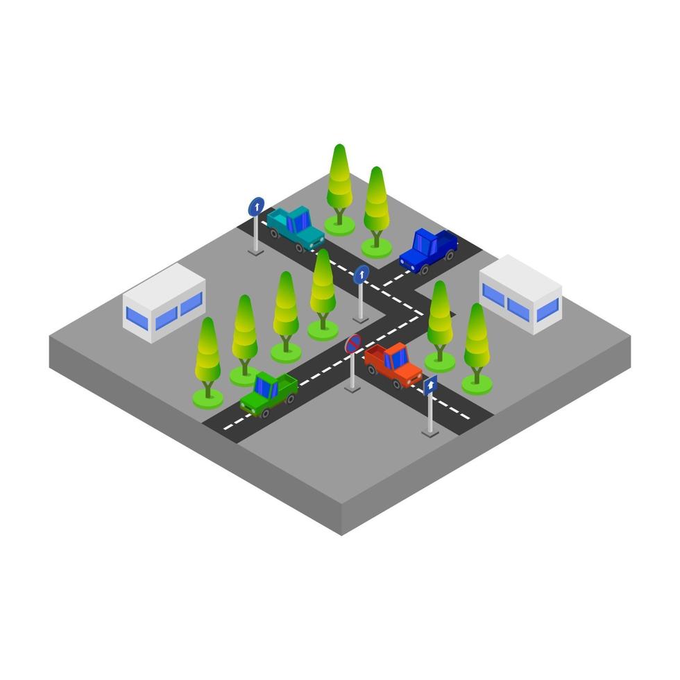 Isometric Road On White Background vector