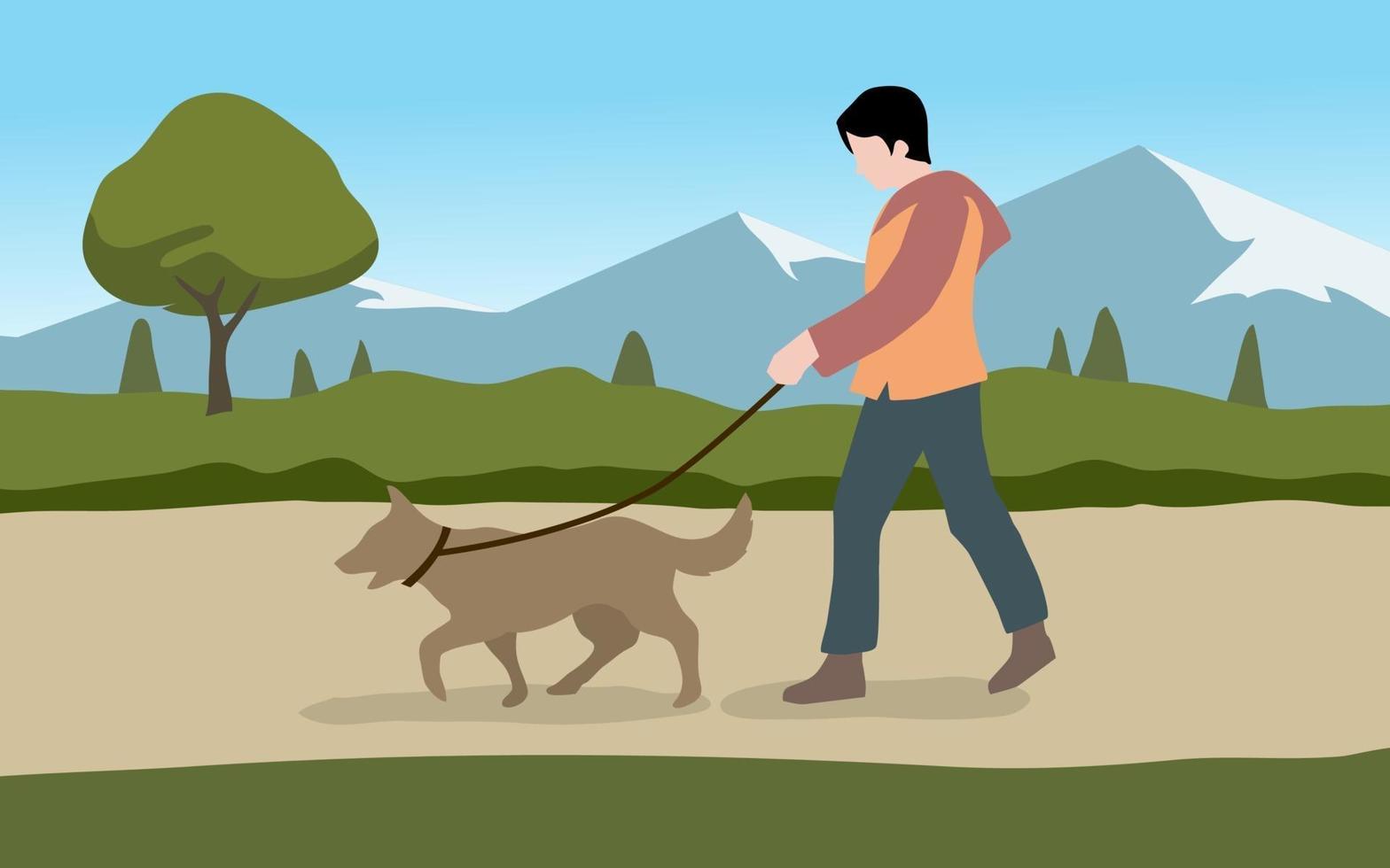 Man Walking his Dog vector