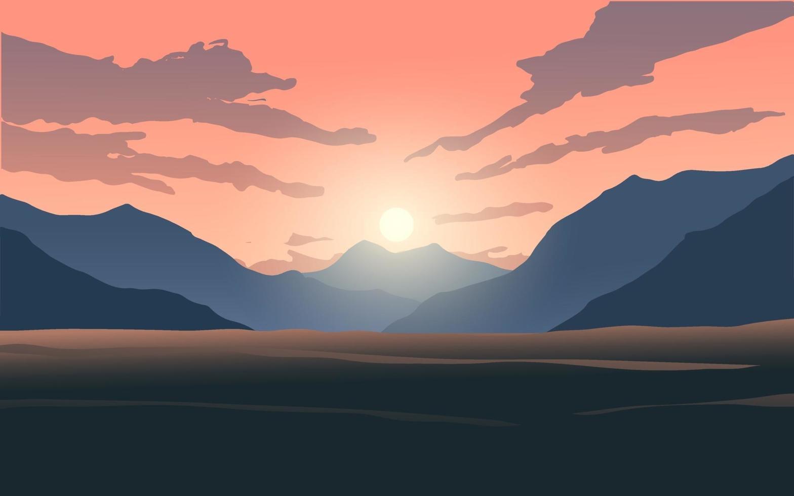 Sunset Clouds over Mountain vector