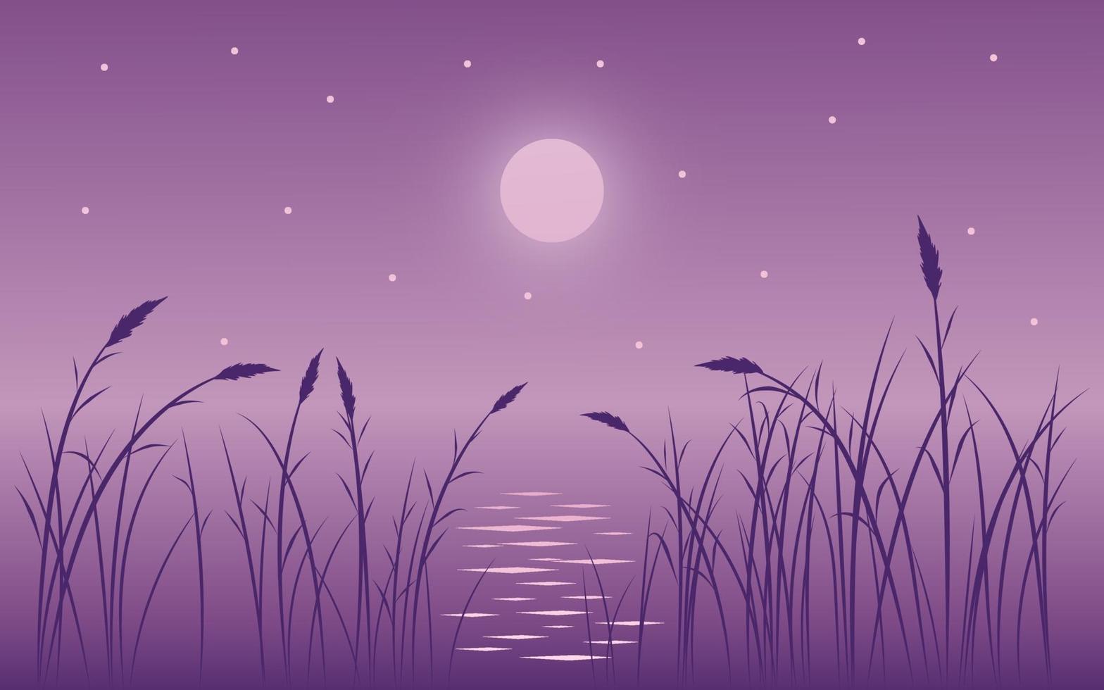 Vector Beautiful Night with Grass