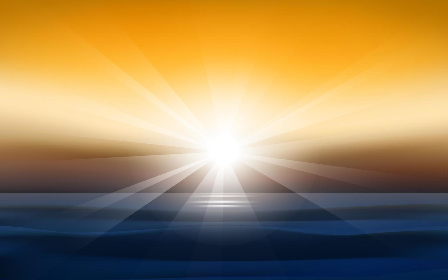 Sunset Sunburst on Sea Horizon vector