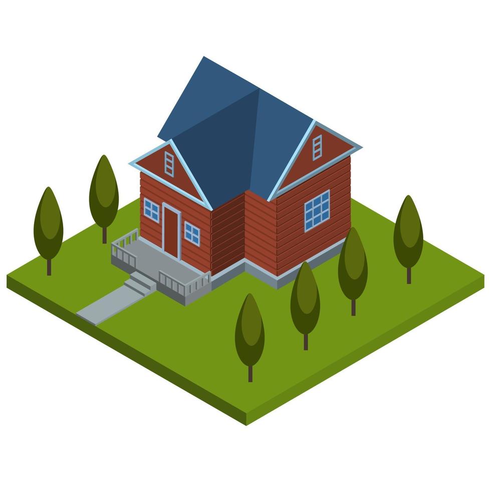 Isometric Wood Country House vector