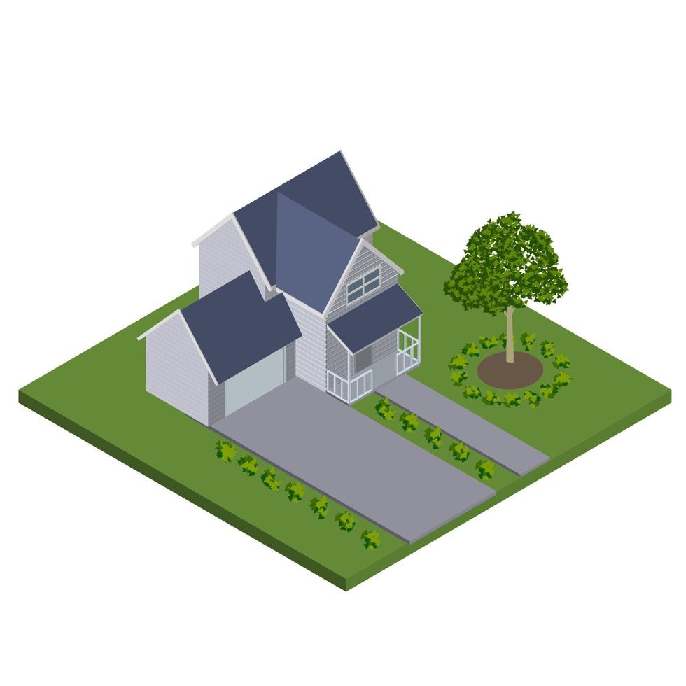 Vector Isometric House with Garage