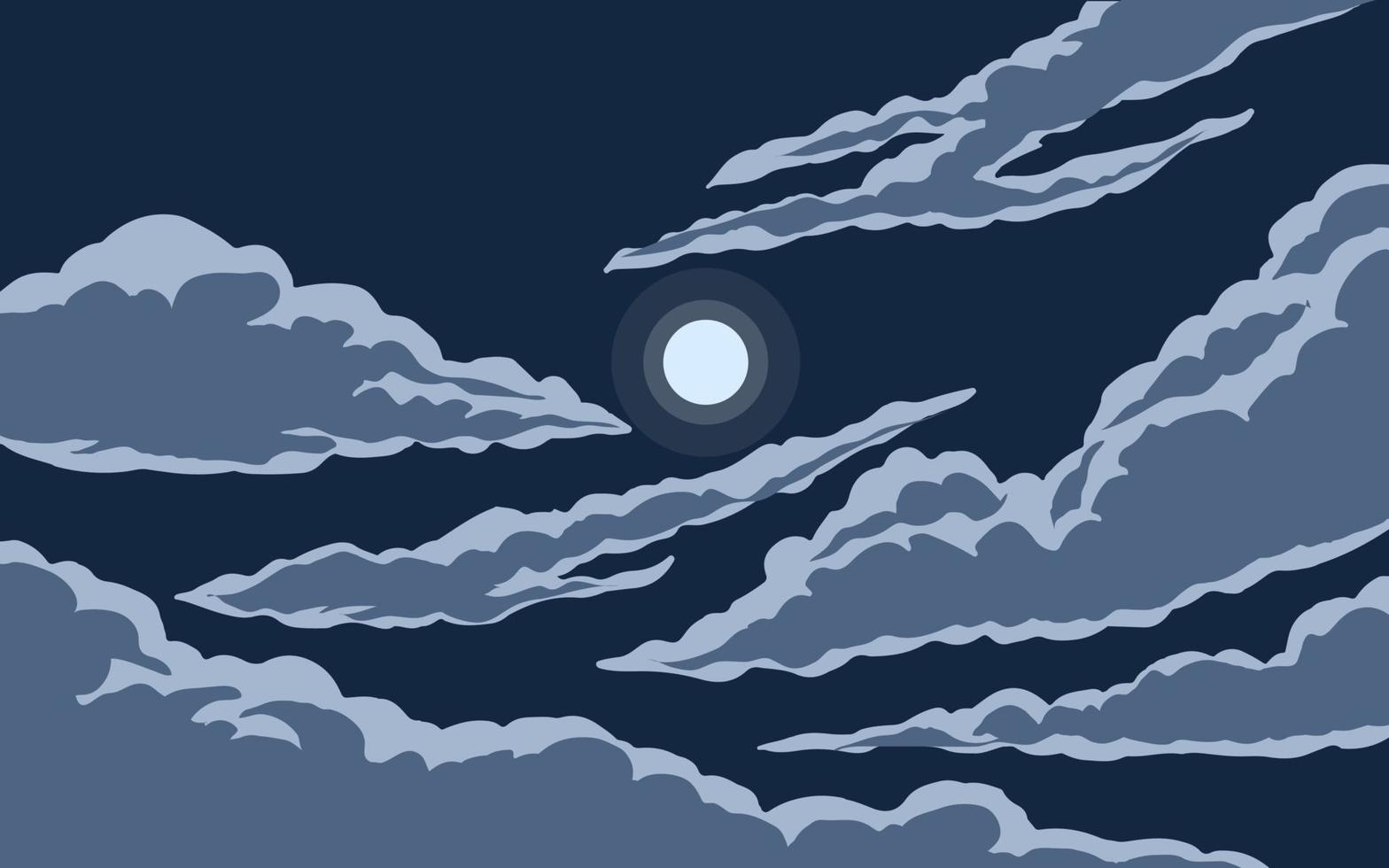 ilustración de luz de luna de nubes de noche vector