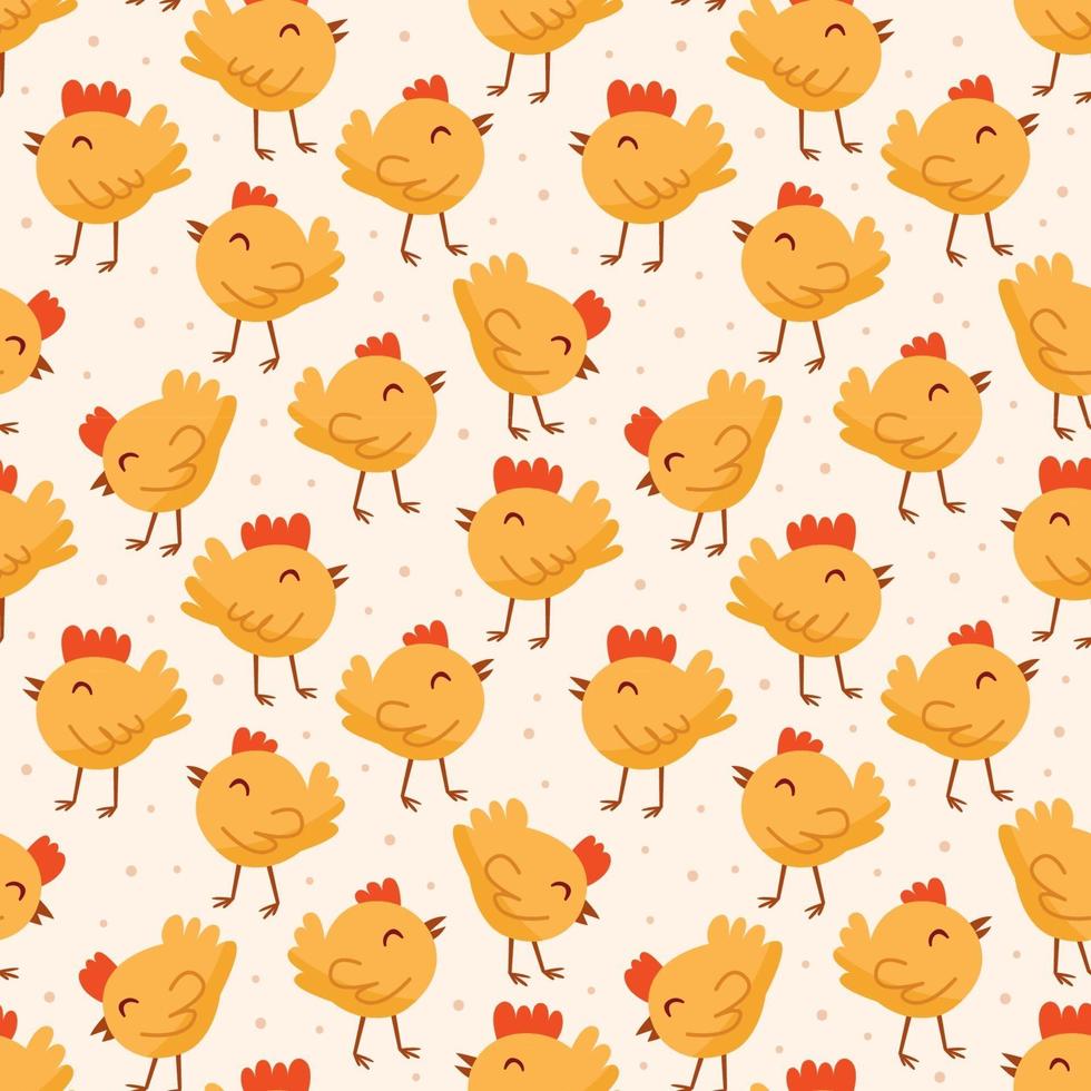 Bird, chicken, chick. Easter domestic animals, pets. Seamless pattern, texture, background. vector