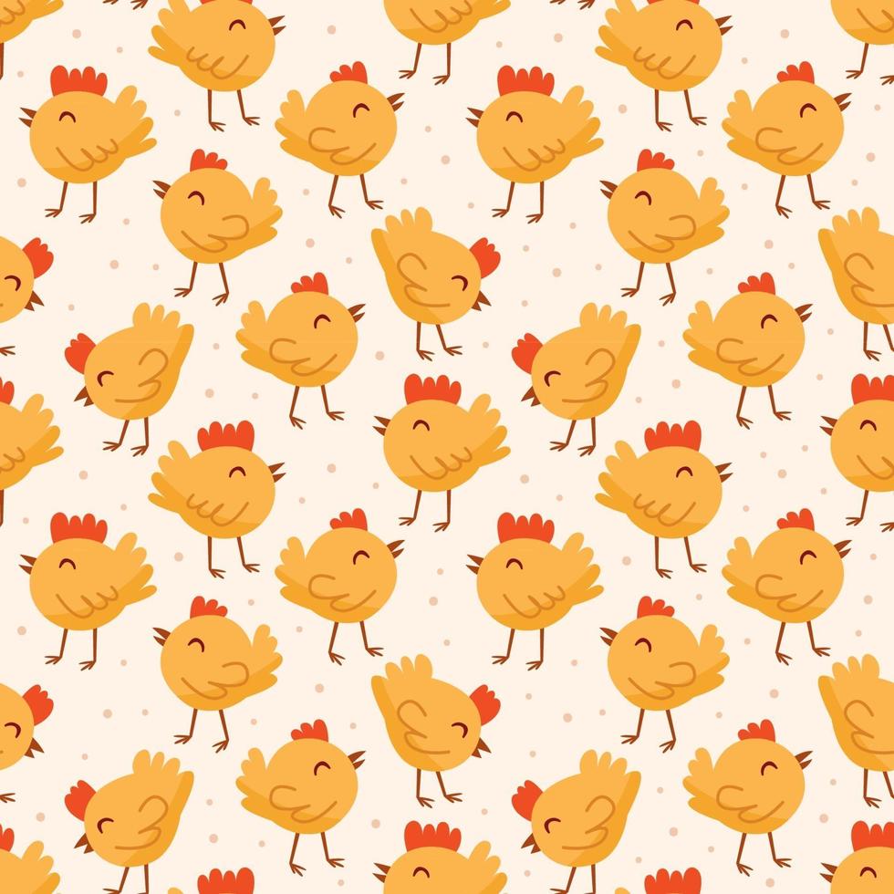 Bird, chicken, chick. Easter domestic animals, pets. Seamless pattern, texture, background. vector