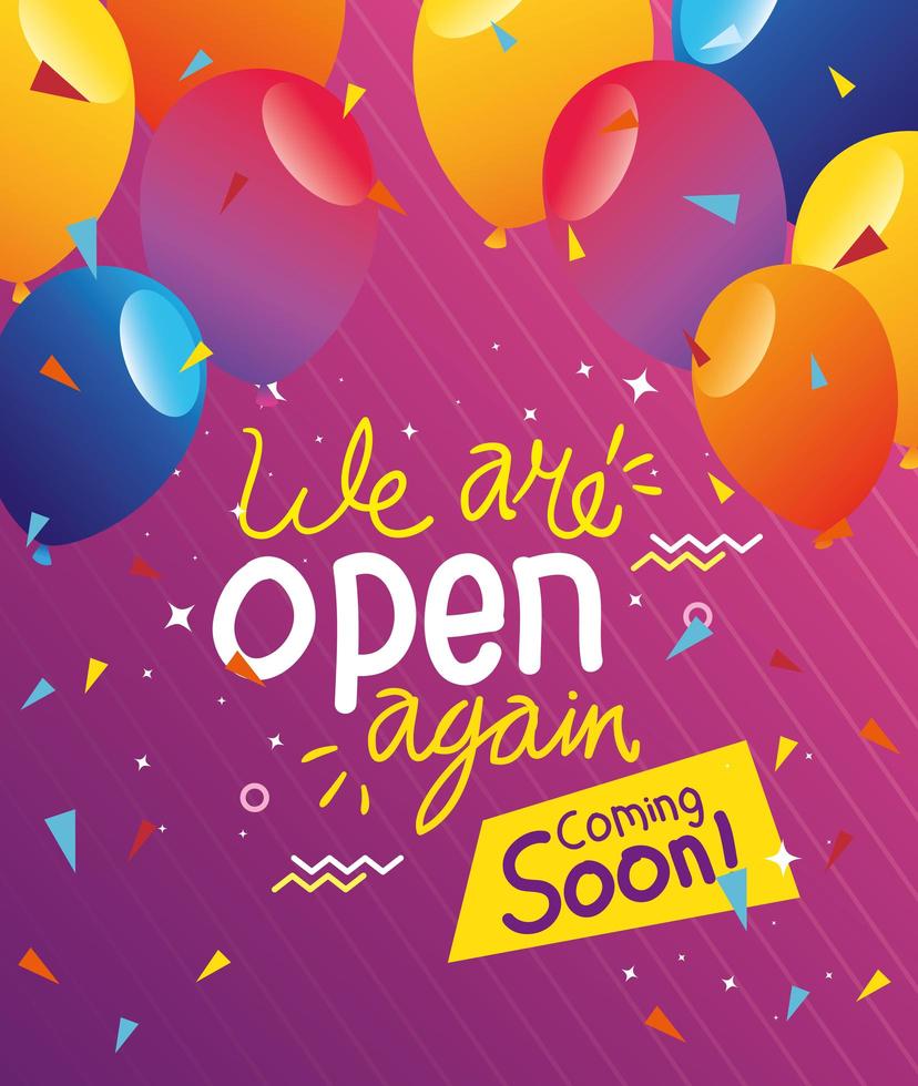 Reopening business banner with balloons vector