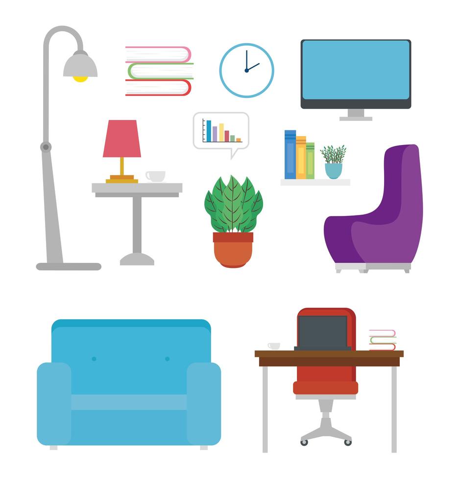 furniture icon set vector