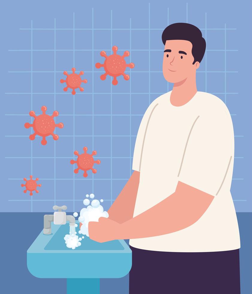 Man washing hands for coronavirus prevention 2042748 Vector Art at Vecteezy