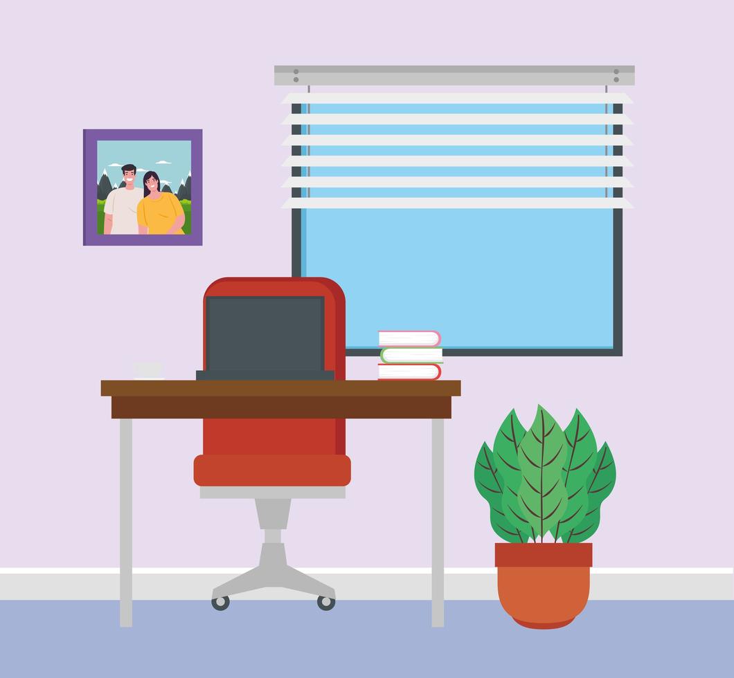 scene of interior office at home vector