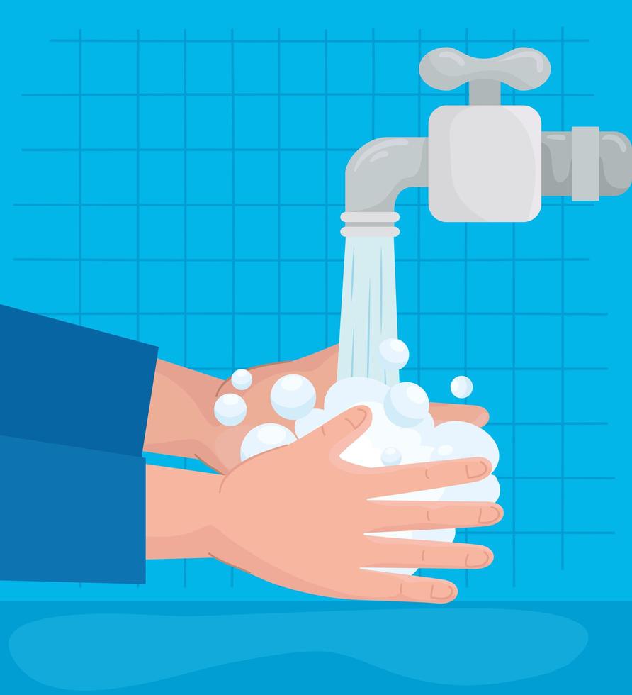 Hands washing on the faucet vector