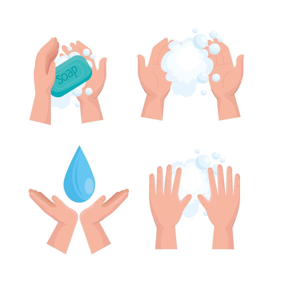 día mundial del lavado de manos establecer iconos diseño vectorial vector