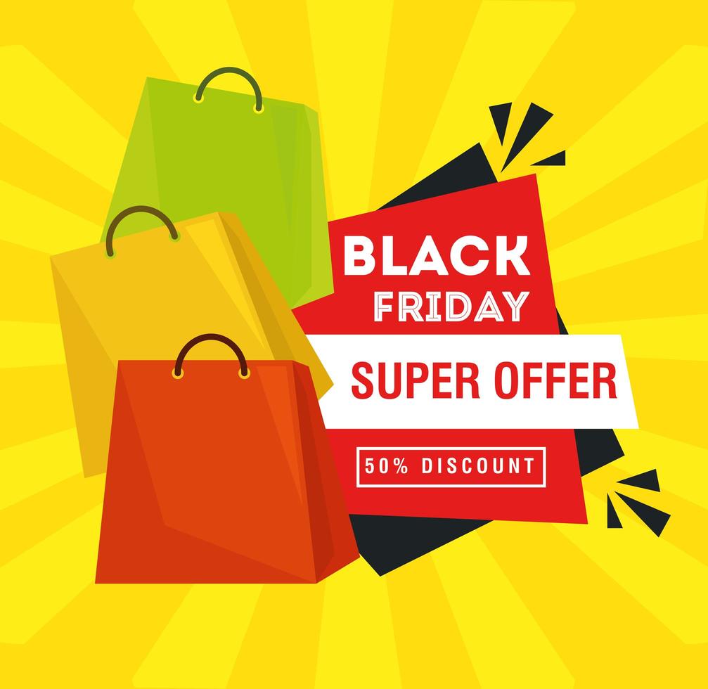 black friday poster with shopping bag vector