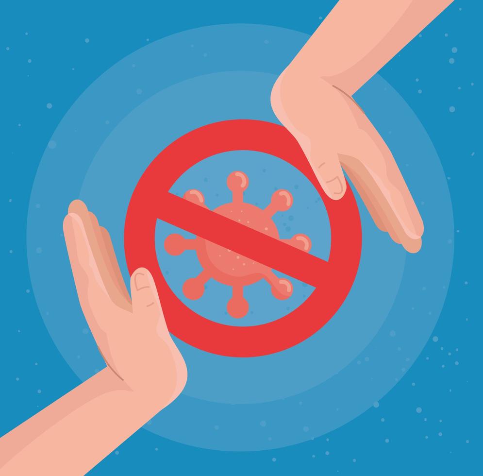 Banned coronavirus with hands vector design