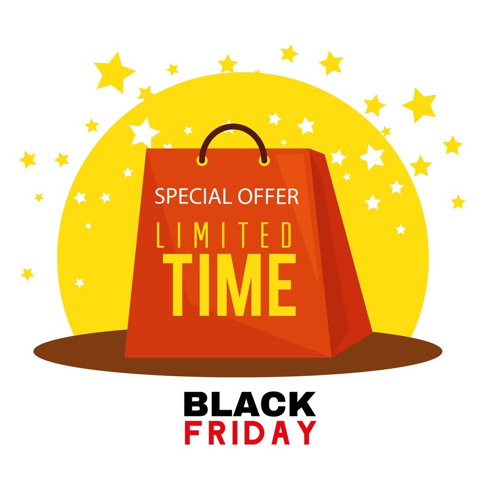 black friday poster with shopping bag vector