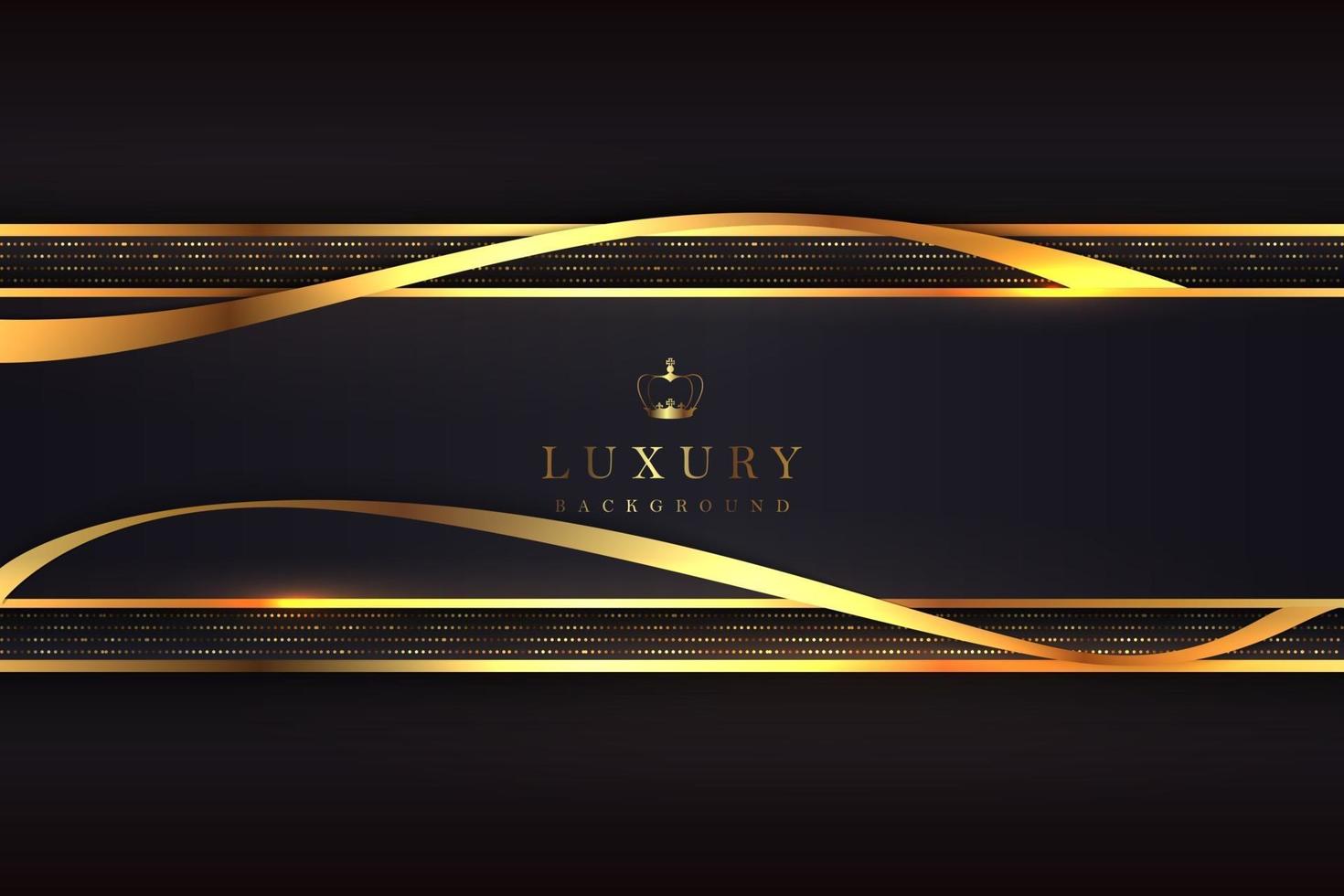 Luxurious black background with a combination of gold shining in a 3D style. Graphic design element. Elegant decoration. EPS 10 vector