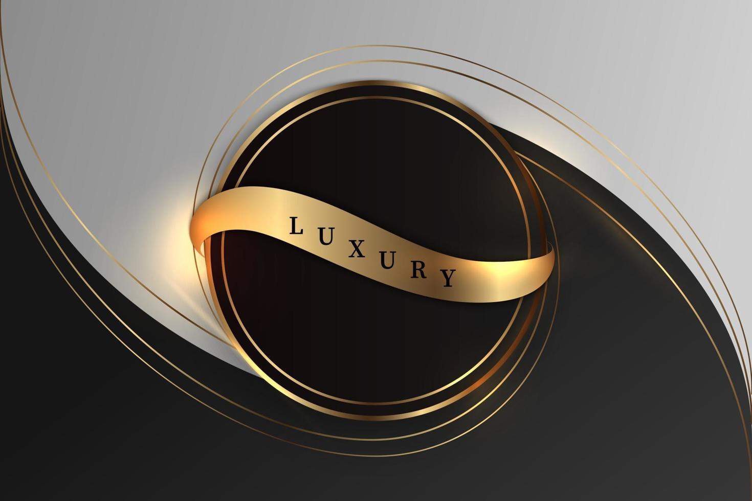 Luxurious black background with a combination of gold shining in a 3D style. Graphic design element. Elegant decoration. EPS 10 vector