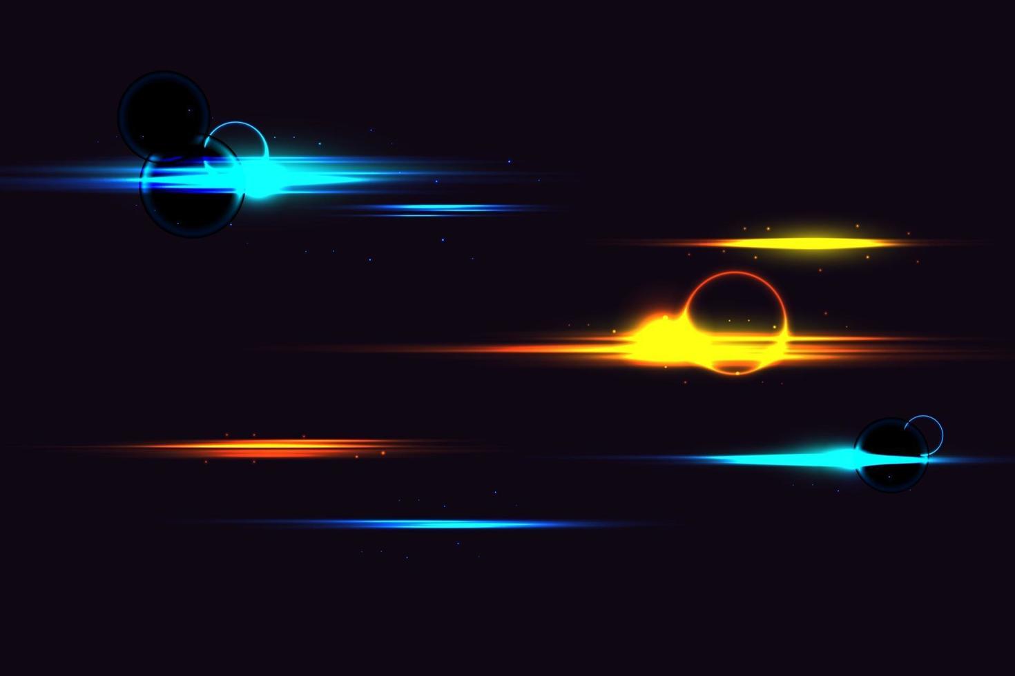 Lens flares with streaking distortion. Transparent light effect. Vector illustration
