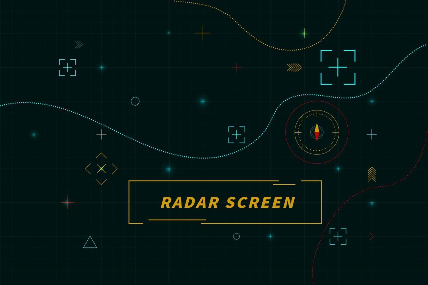 Digital green radar screen. Radar control panel abstract Technology Interface hud on black background vector design.