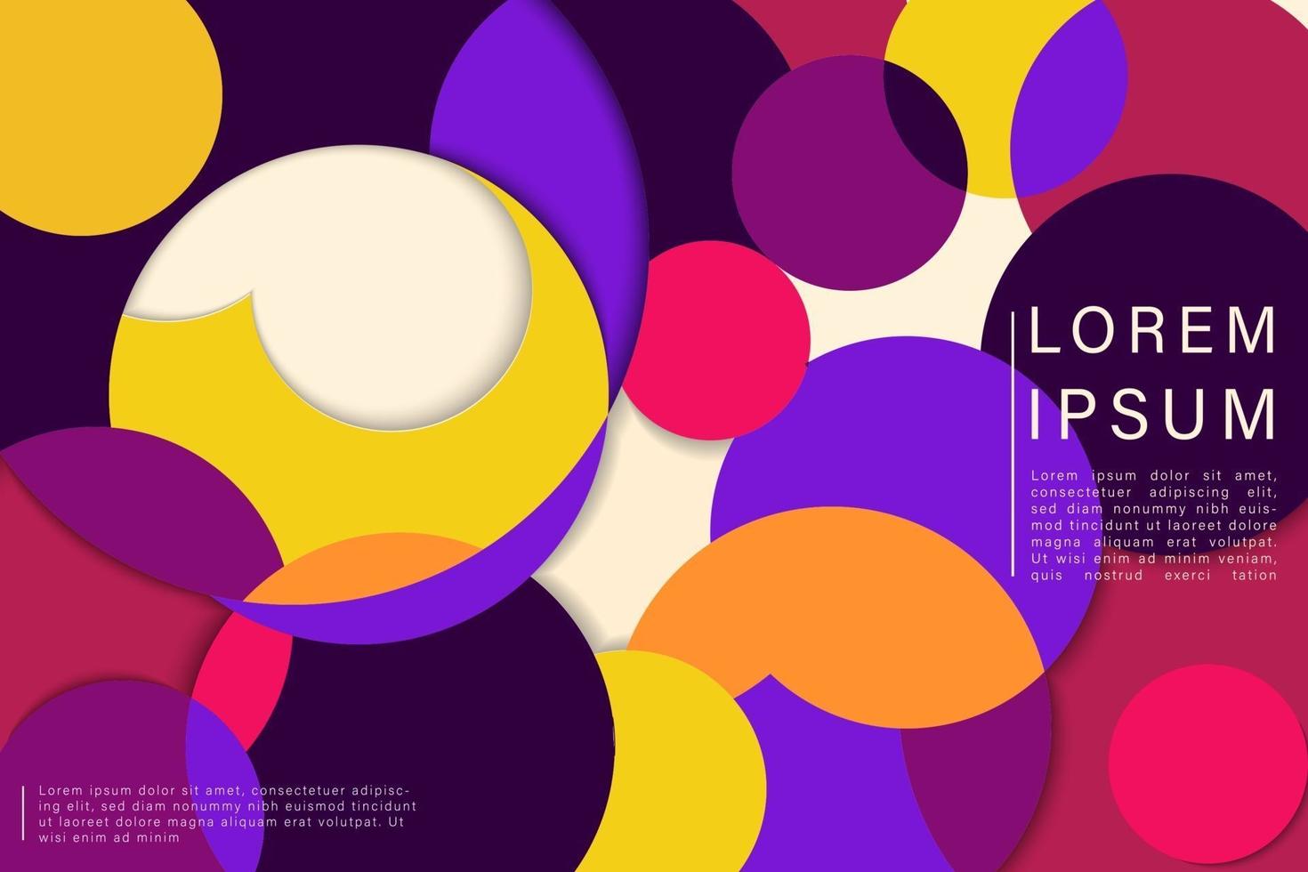 Abstract 3D Geometric multicolored, blue, purple, yellow and green circles background vector
