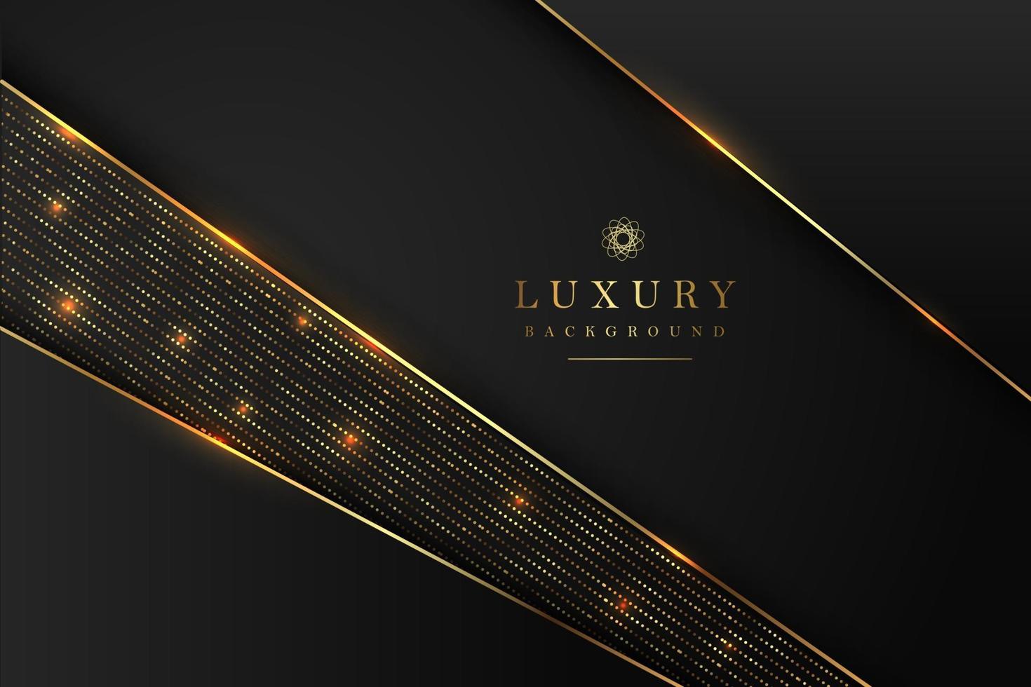 Luxurious black background with a combination of gold shining in a 3D style. Graphic design element. Elegant decoration. EPS 10 vector