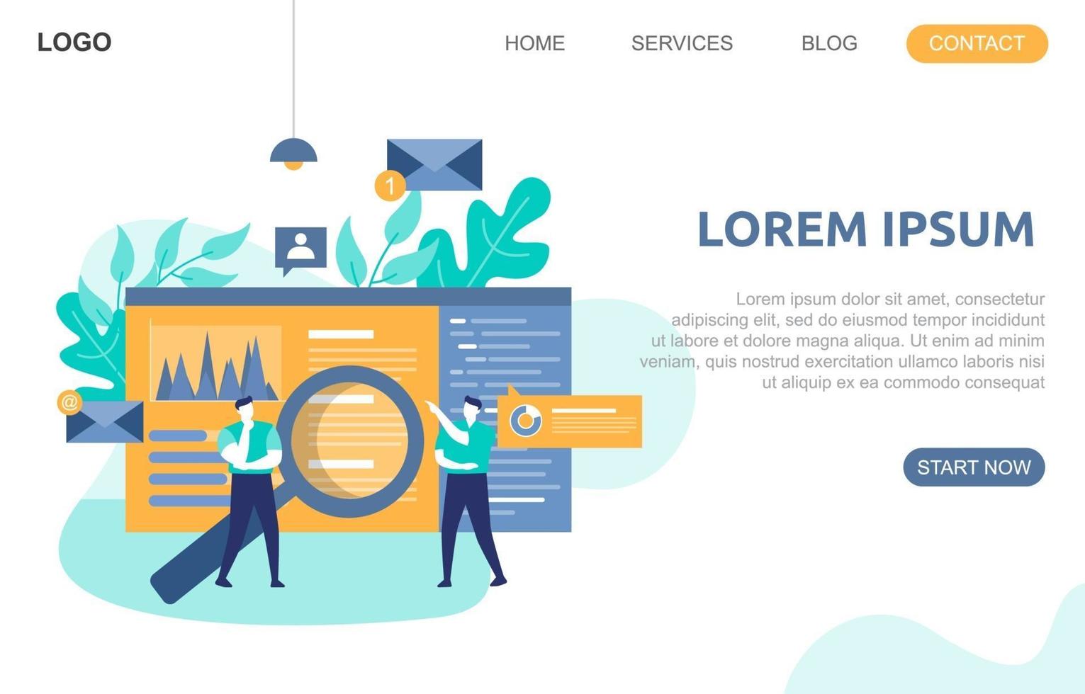 Landing Page Template with Businesspeople Building a Modern Website vector