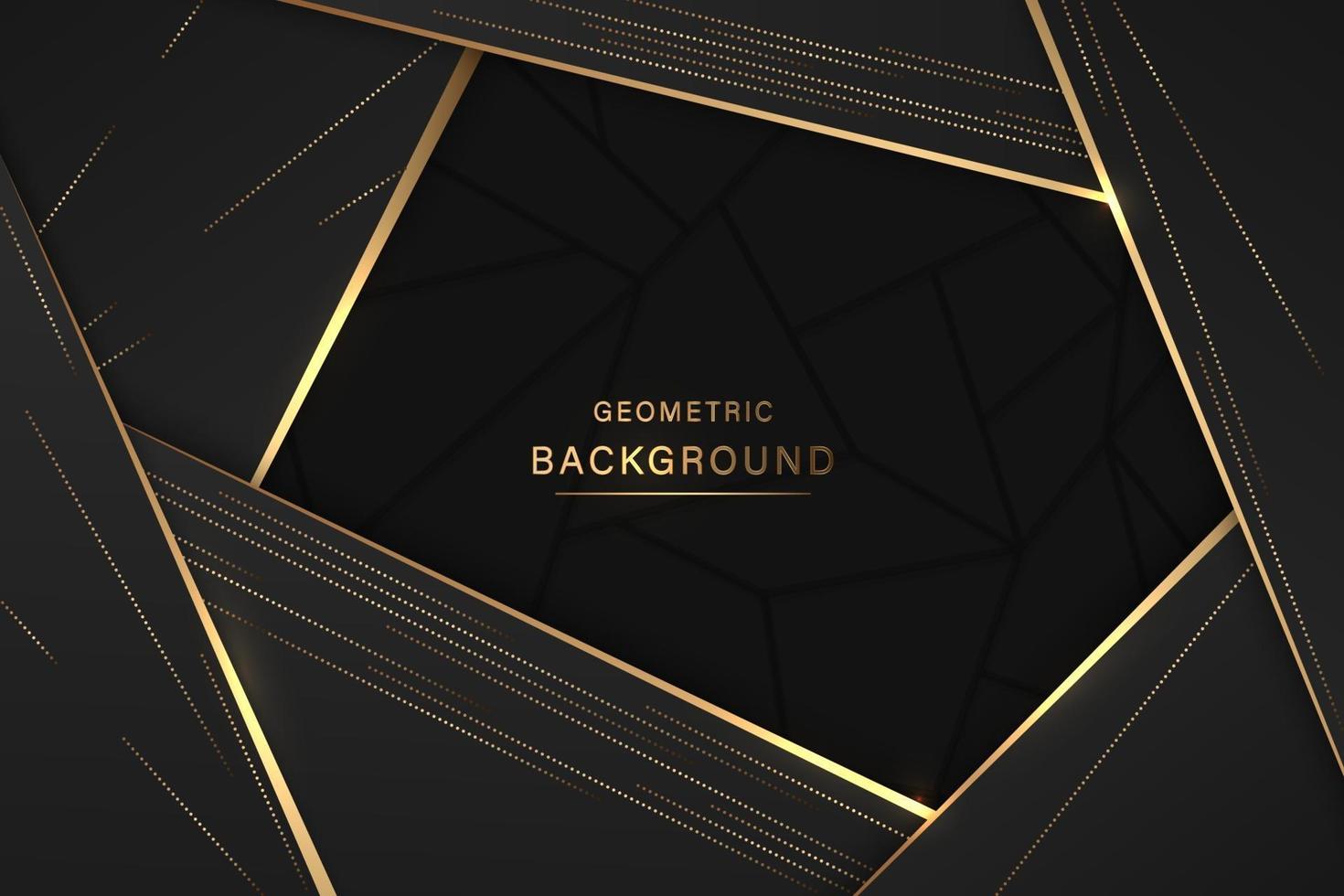 Web Luxurious black background with a combination of gold shining in a 3D style. Graphic design element. Elegant decoration. EPS 10 vector