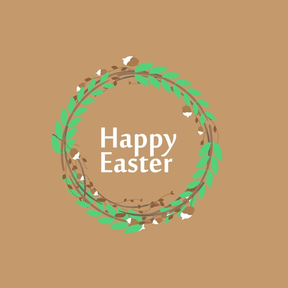 Happy Easter Background Ornament Wreath Vector