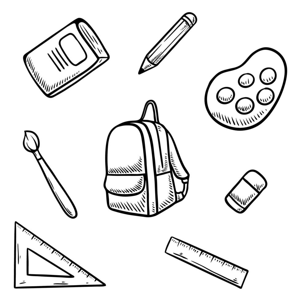 regreso a la escuela doodle conjunto ilustración vectorial vector