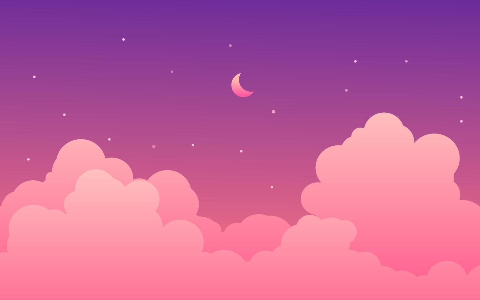 Vector Night Sky with Clouds