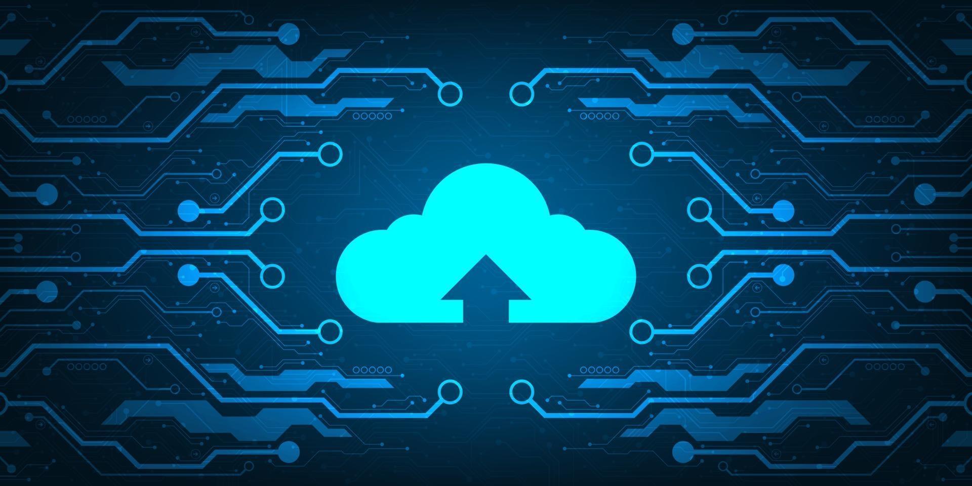 Cloud network uploading various information through digital systems. vector