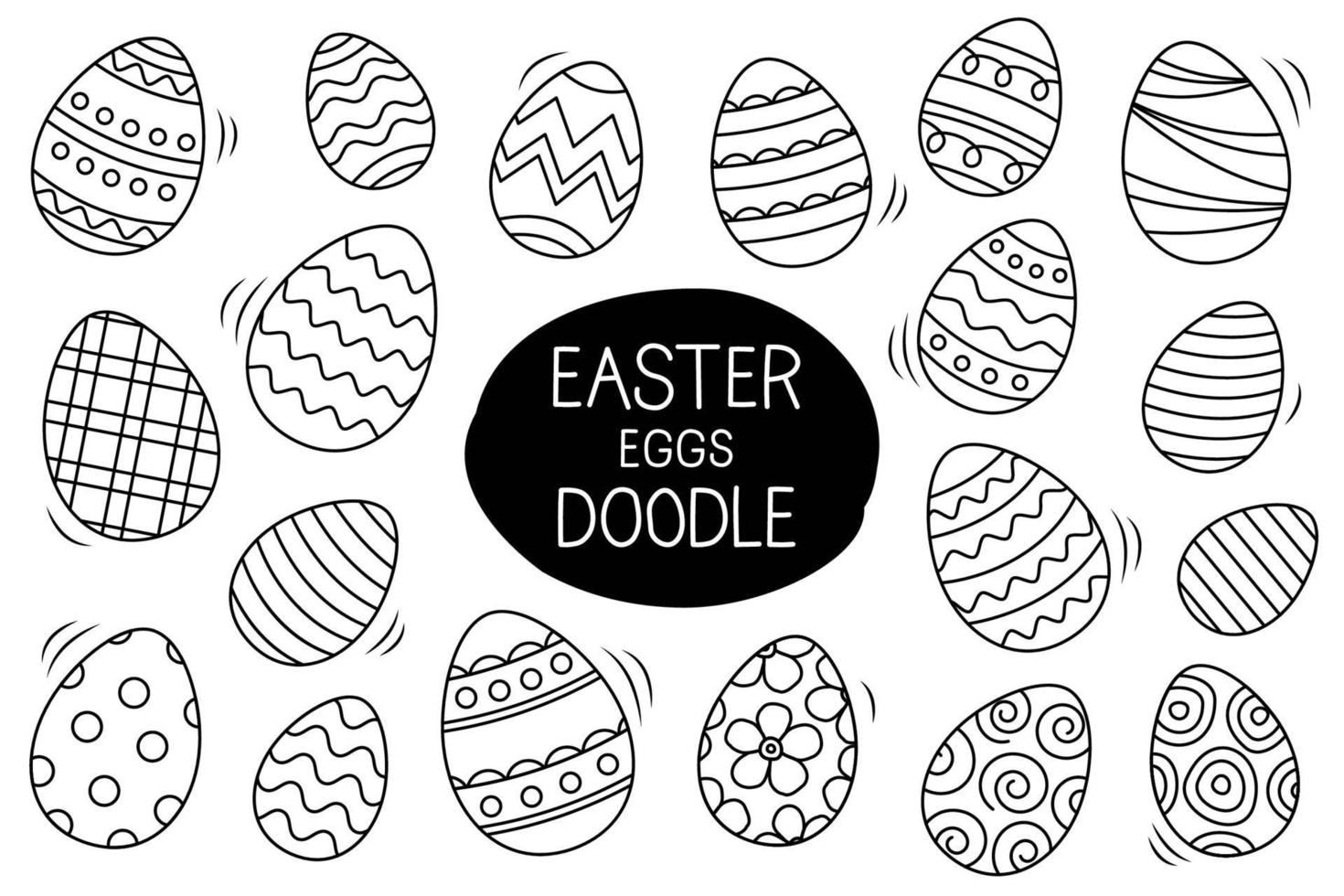 huevos de pascua establecen estilo doodle. Feliz Pascua dibujado a mano aislado sobre fondo blanco. vector