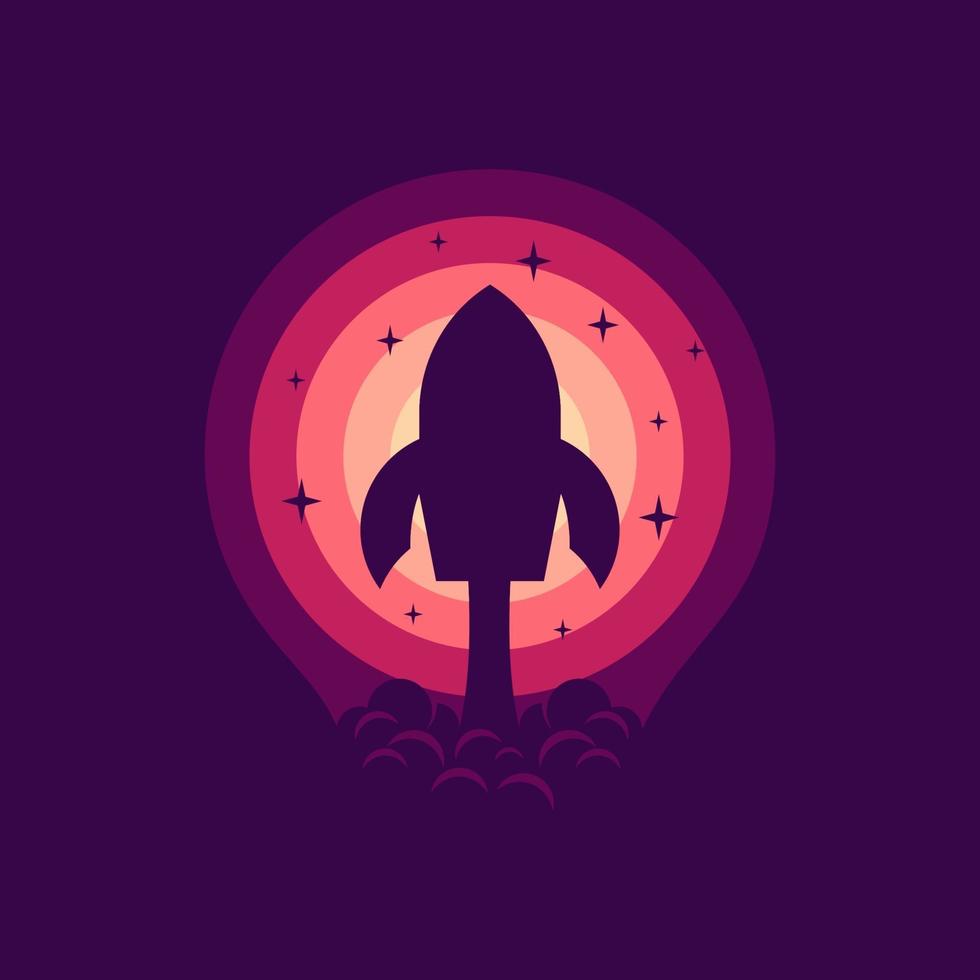 Flat design rocket ship. Vector illustration flying rocket. Space rocket launch