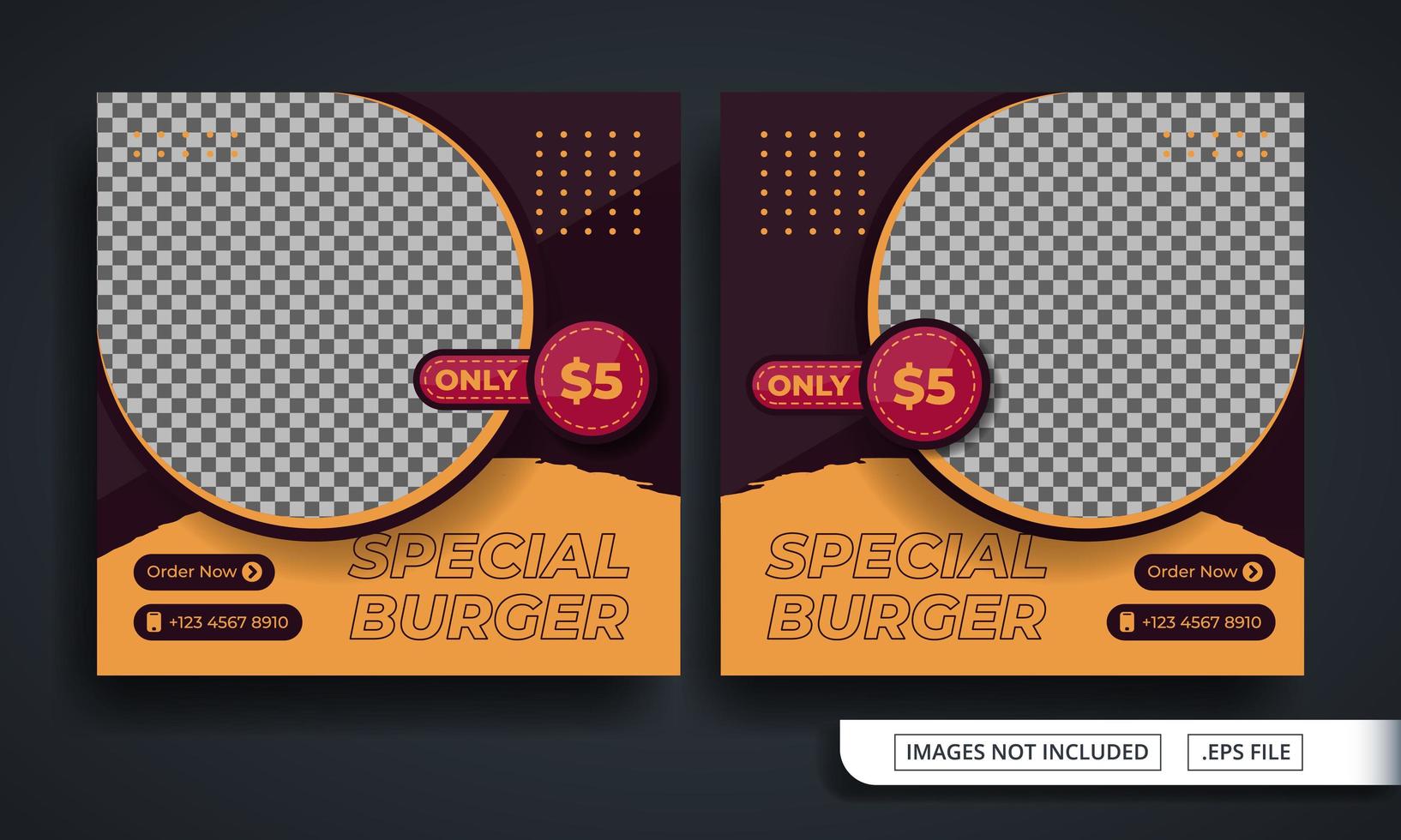 Burger Themed Social Media Post Template vector