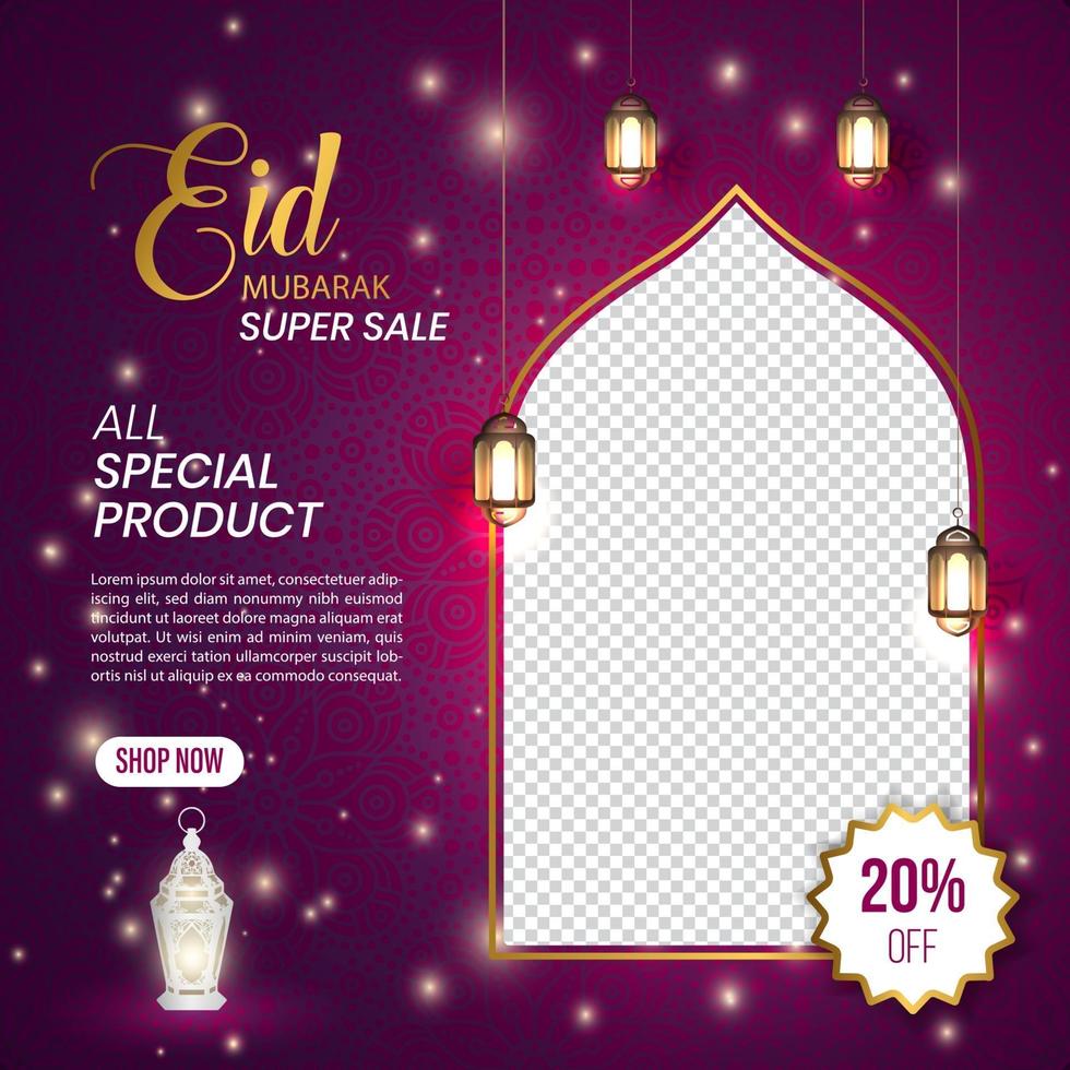 eid mubarak sale diseño de banner de anuncios de redes sociales vector