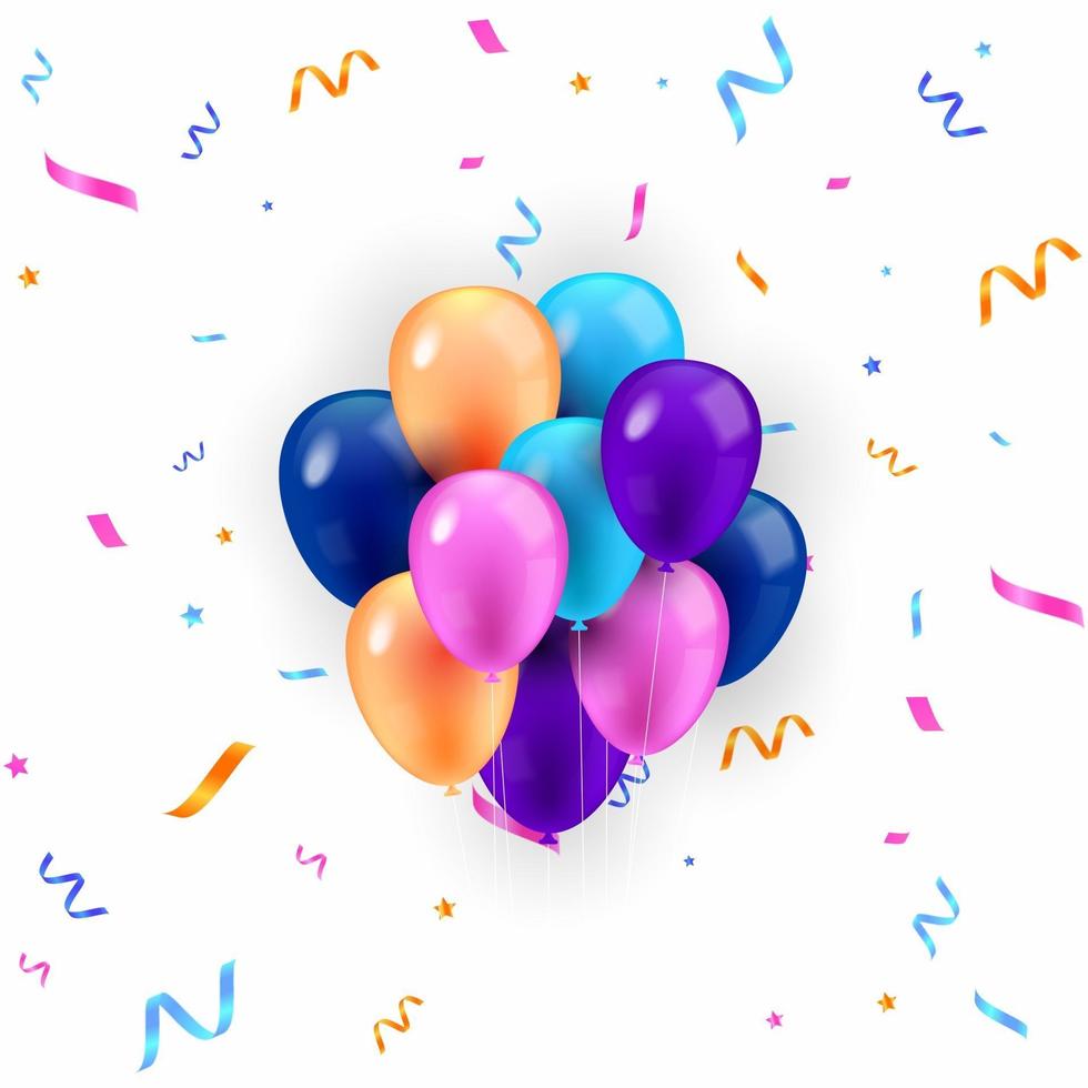 Colored balloons and confetti isolated vector