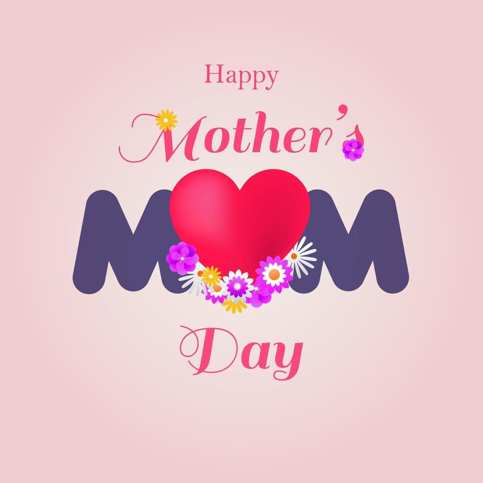 feliz día de la madre celebración flor y amor vector de diseño de fondo rosa