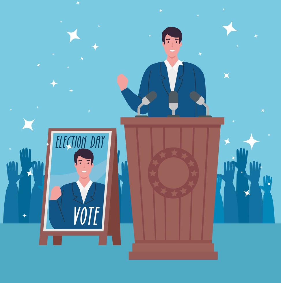 Election day celebration banner with candidate' speech vector
