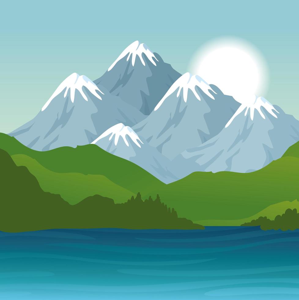 landscape with mountains and river vector design