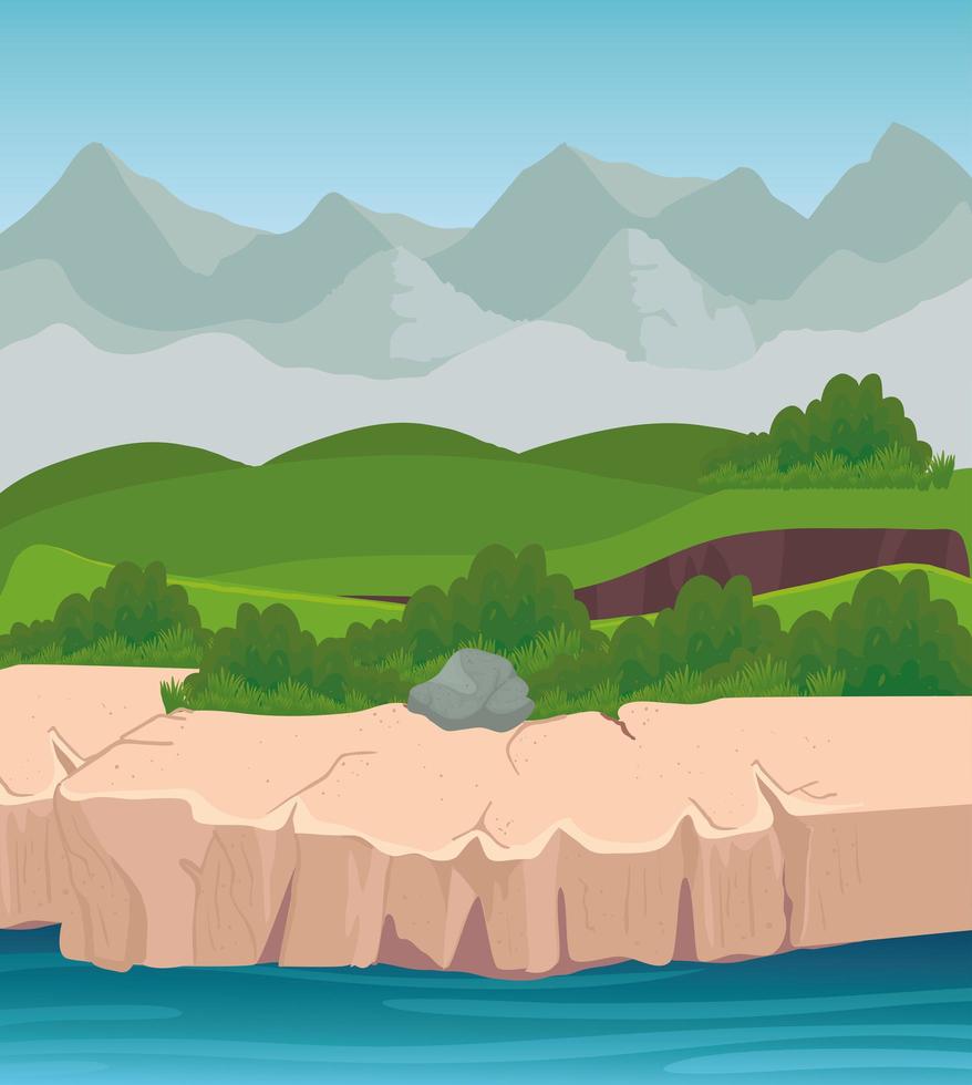 landscape with mountains and river vector design