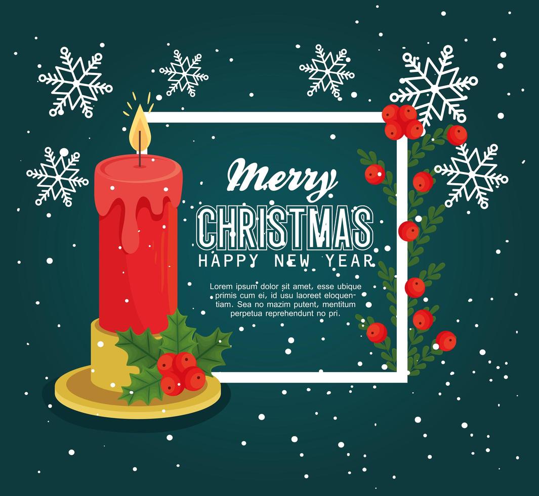 merry christmas and happy new year banner with candle vector