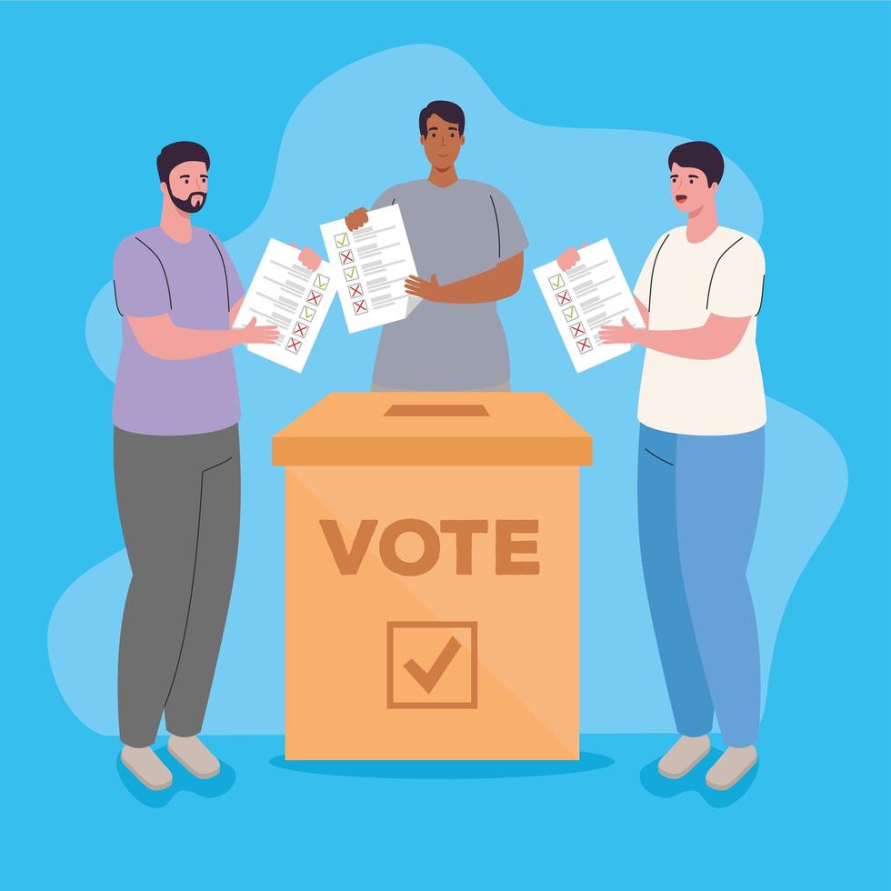 Interracial men voting vector