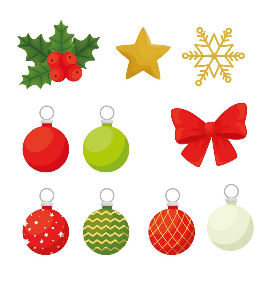 merry christmas icon set vector