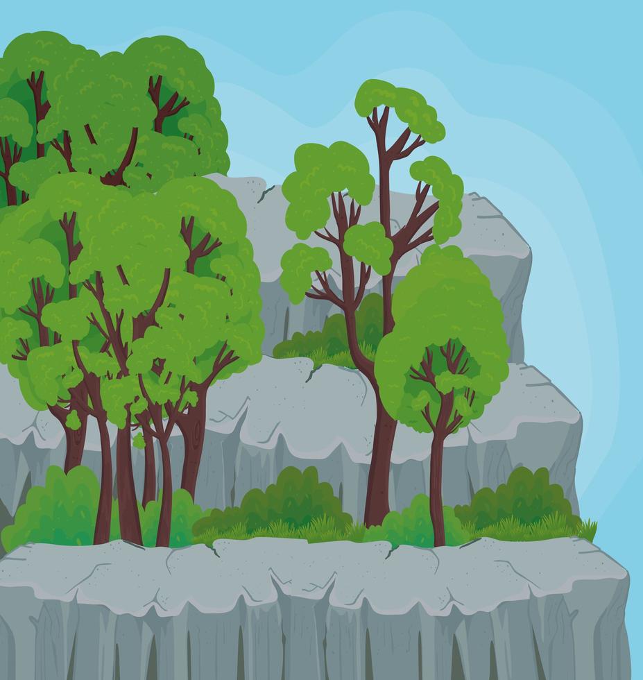 landscape with trees and rocks vector design