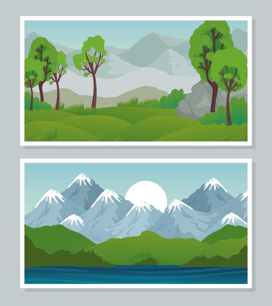 diseño de vector de conjunto de banner de paisaje