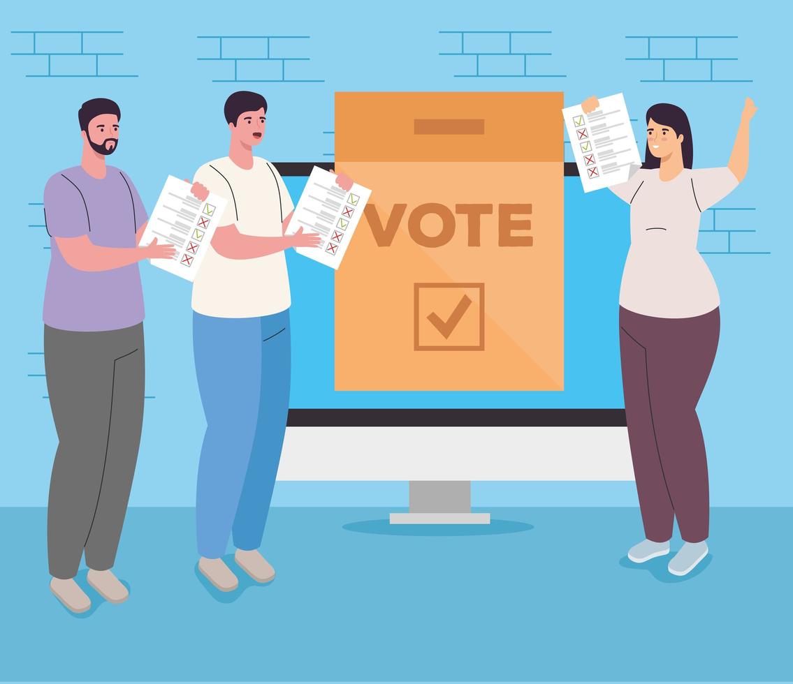 People voting online vector