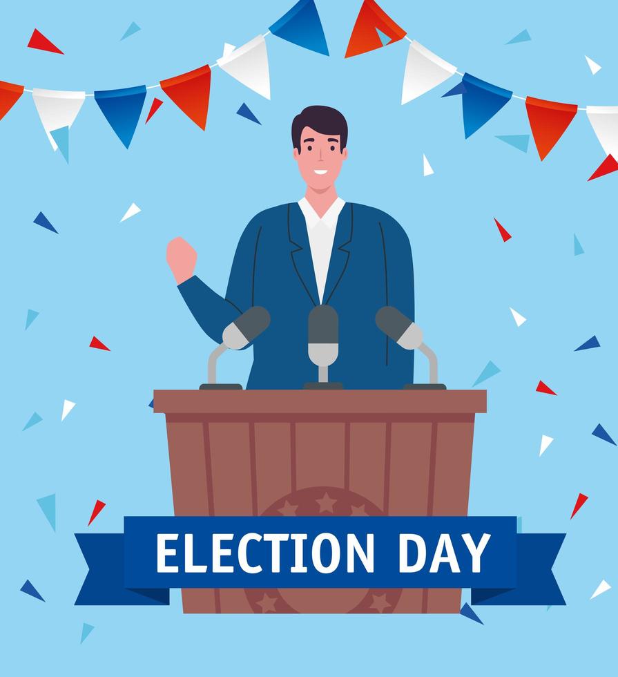 Election day celebration banner with candidate' speech vector