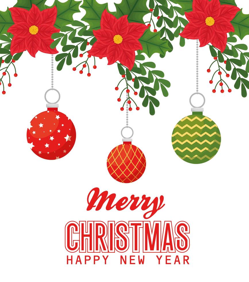 Merry Christmas and happy new year banner with ornaments vector