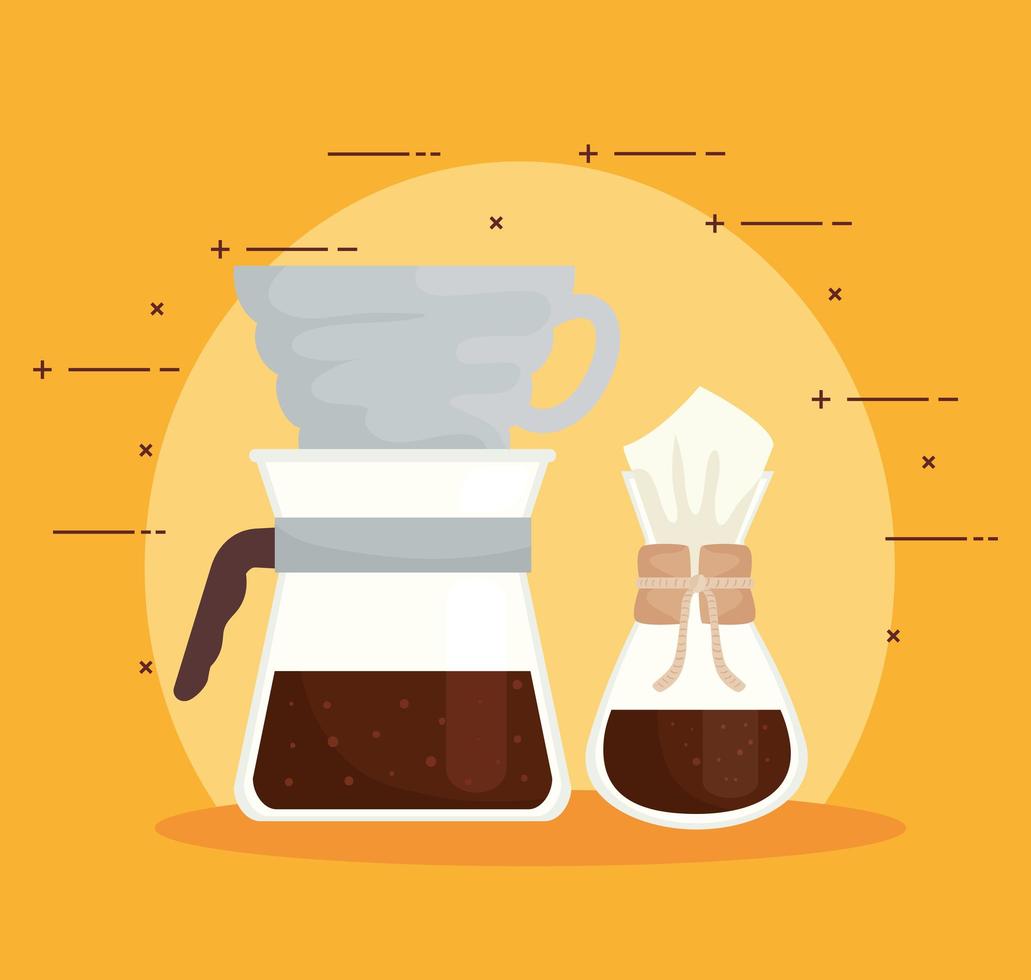 coffee methods, chemex and pour over vector